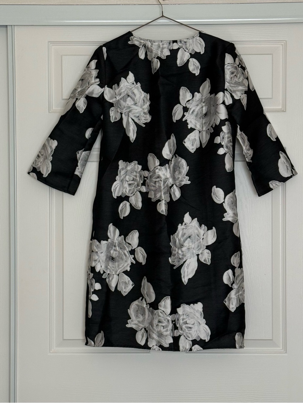St. John Black Jacket with White Floral Print